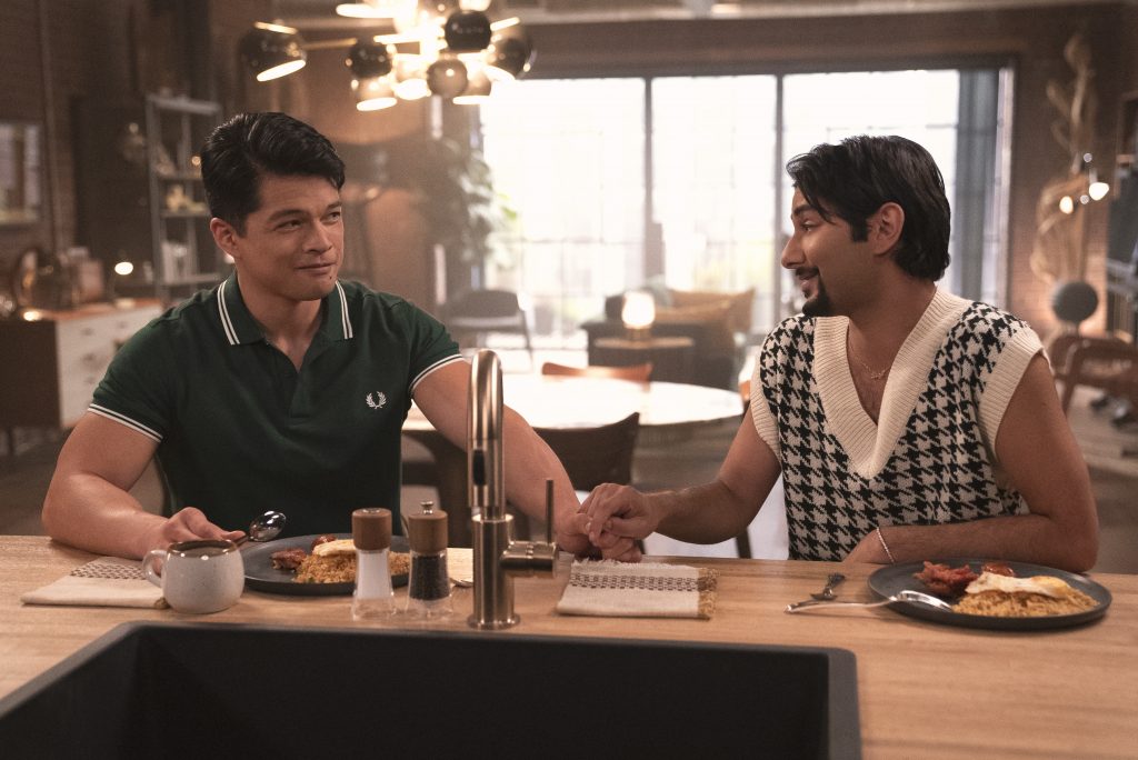 With Love Season 1. Pictured: Pictured (L-R): Vincent Rodriguez (Henry), Mark Indelicato (Jorge Diaz Jr.) in With Love Season 1. COURTESY OF AMAZON STUDIOS/Kevin Estrada © 2021