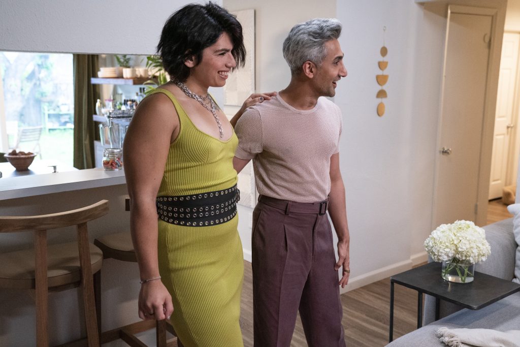 Queer Eye. (L to R) Angel Flores, Tan France in episode 607 of Queer Eye. Cr. Ilana Panich-Linsman/Netflix © 2021