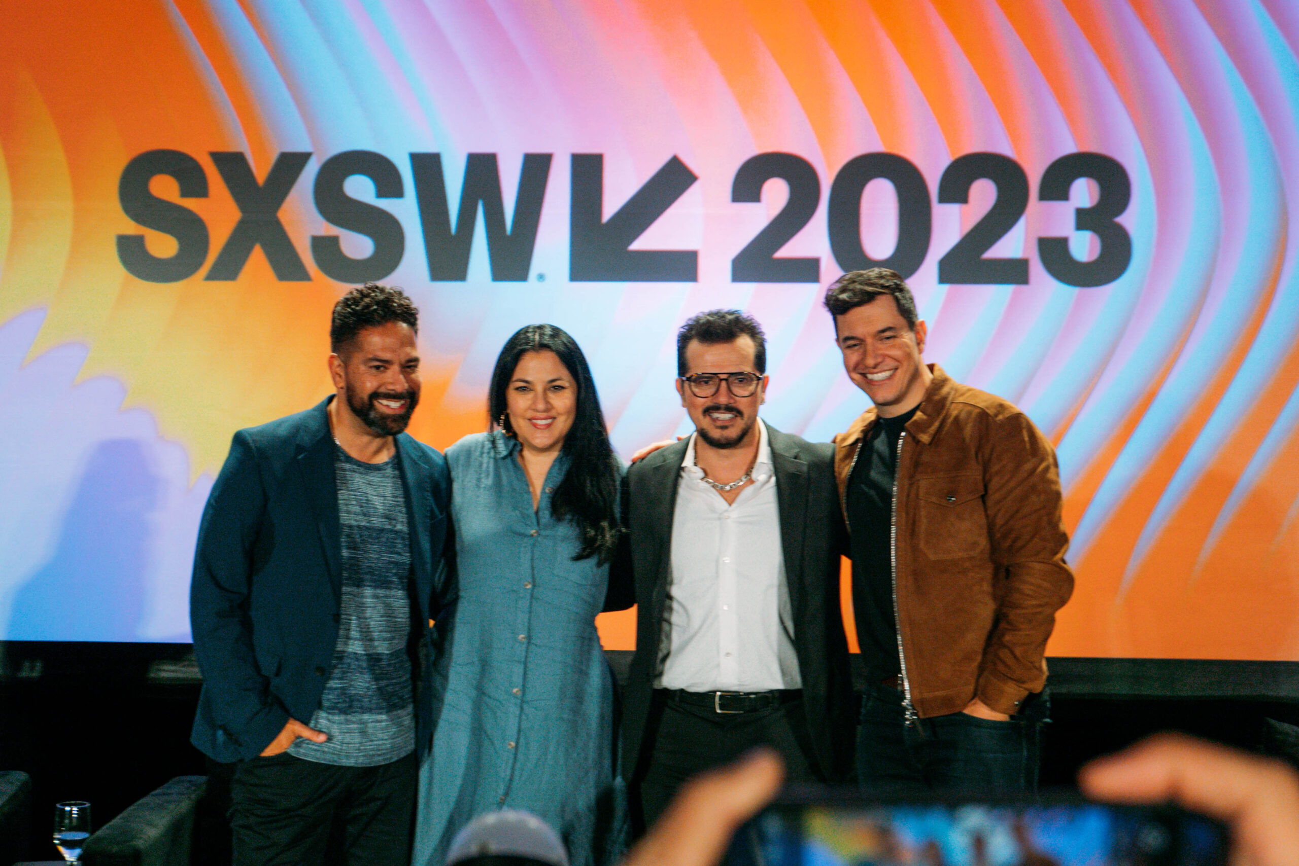 Tom Llamas, Carolina Saavedra, John Leguizamo, and Ben DeJesus at their SXSW panel. Image by Sarah M. Vasquez