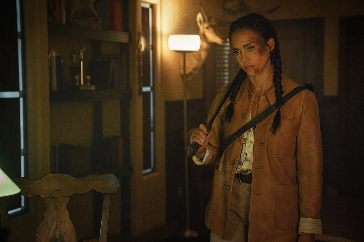 Trigger Warning. Jessica Alba as Parker in Trigger Warning. Cr. Ursula Coyote/Netflix ©2024.